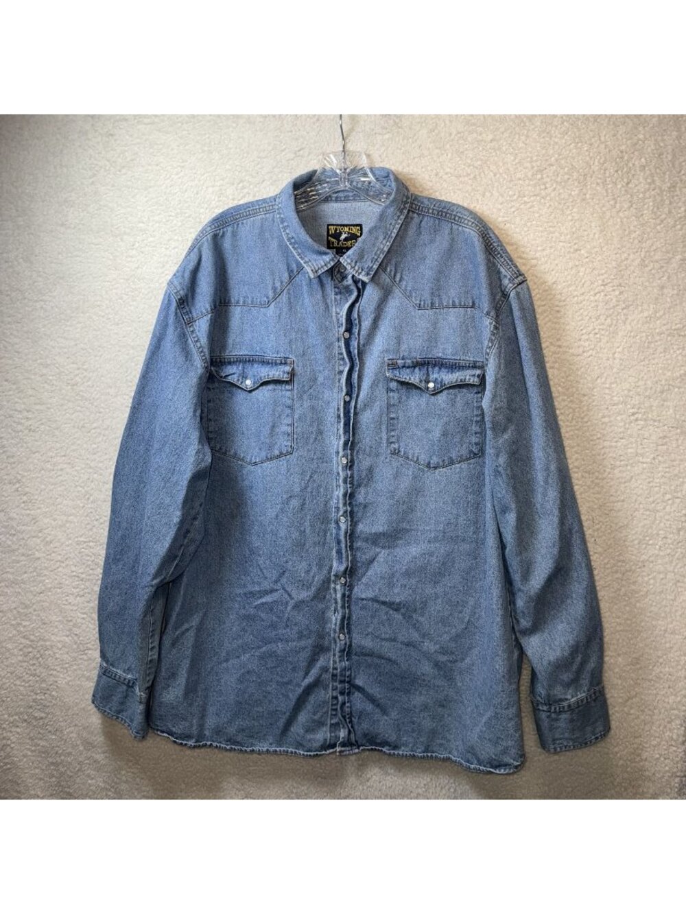 Wyoming Traders Western Denim Shirt XL 100% Cotton Snap Buttons
